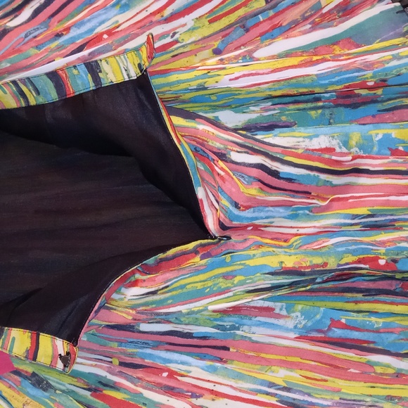 Bright Multi Colored Lace Trim Pleated Skirt - Picture 4 of 7